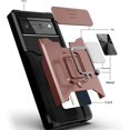 thumbnail image 3 of KOMI Compatible for Google Pixel 6 2021 Case with Camera Cover & Kickstand, Slide Lens Cover+Rotate Ring Stand+Card Holder, Impact-Resistant, Full Protect for Google Pixel 6 Rose Gold, 3 of 5