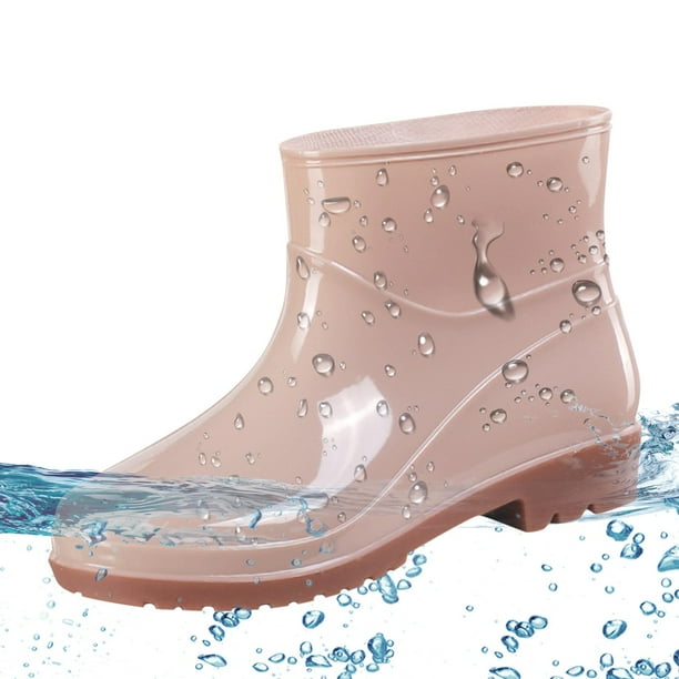 Bottes De Pluie Courtes Femmes – Caoutchouc Léger Antidérapant, Doublure Polaire Chaude, Imperméables Jardin Travail