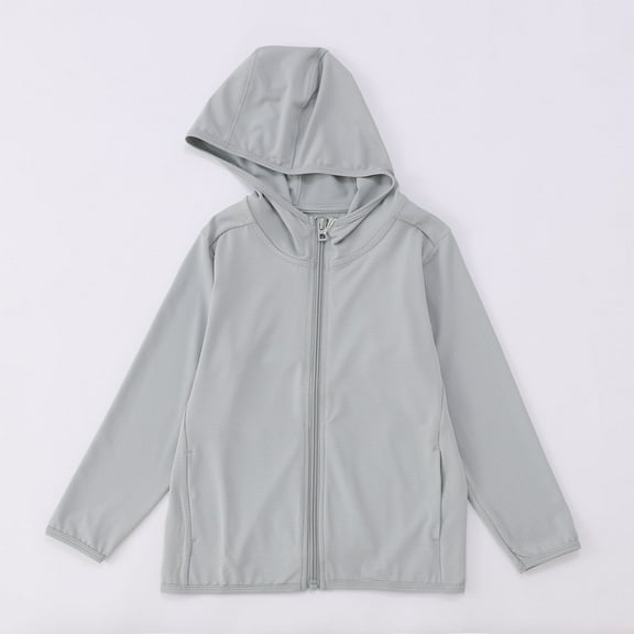 Kids Active Zipper Sun Protection Jacket Full-Zip Long Sleeve Baby Hooded Poncho for Little Boys 4-5 Years