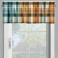 thumbnail image 4 of Ambesonne Farmhouse Valance & Curtain 3 Pcs Set, Rooster Daisy and Plaid, 55"x45", Cadet Blue and Orange, 4 of 7
