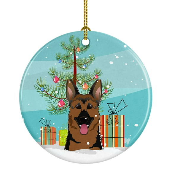 Carolines Treasures BB1583CO1 Christmas Tree and German Shepherd Ceramic Orname