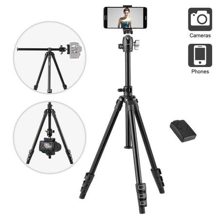 Image of Andoer Q160H Portable Camera Tripod Horizontal Mount Professional Travel Tripod with 360 Degree Panorama Ball Head Phone Holder Remote Control for DSLR Cameras Smartphones Compatible with Canon Nikon