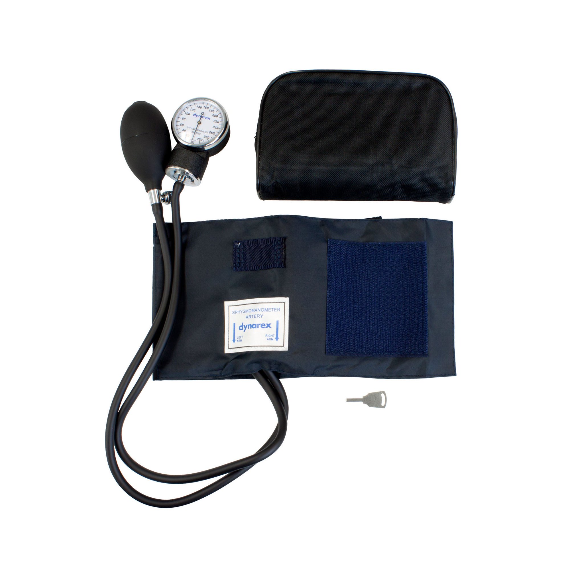 Dynarex Adult Cuff Arm Aneroid Sphygmomanometer Unit 2-Tubes Black 1 Each