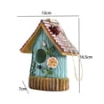 thumbnail image 6 of figatia Hanging Bird House Outdoor Bird Shelter Resin Country Cottage Garden Decor Decorative Birdhouse for Patio Backyard Trees Fence Blue, 6 of 6