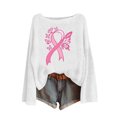 thumbnail image 2 of Craaazy Women's Fashion Breast Cancer Awareness Prints Shirts Round Neck Long Sleeve Pullover Knitted Tops Gifts, 2 of 4