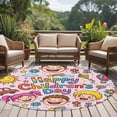 thumbnail image 4 of Children's Day Round Area Rug 5Ft Washable Circle Rugs for Living Room Bedroom, Cartoon Cute Watercolor Truck Flower Pink Non-Slip Carpet Floor Mats Indoor Outdoor Carpet Runner Aesthetic Home Decor, 4 of 8