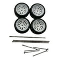 thumbnail image 2 of Kokiya 4 Pieces RC Car Wheels and Tires RC Alloy Car Accessories RC Part for 1/64 Scale White C, 2 of 9