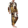 thumbnail image 2 of Honeii Countryside Flower Cow Pattern Mens Pajamas Set,2pcs Men's Lounge Long Sleeve Sleep Shirt and Pajama Bottoms Sleepwear Set,Mens Pjs Sets-XX-Large, 2 of 7