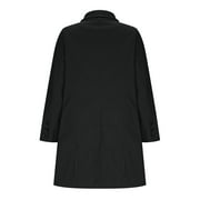 YUTK Women's New Fashionable Solid Color Lapel Double Buckle With Pockets Woolen Coat Jacket Black L