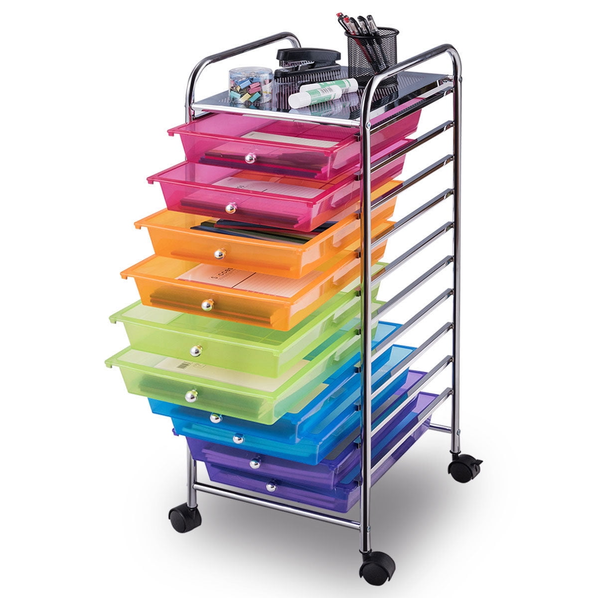 Details about   Rainbow 10 Drawer Rolling Storage Cart Scrapbook Paper Office School Organizer 