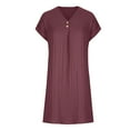 thumbnail image 4 of Womens T Shirt Dresses Summer Casual V Neck Short Sleeve Flowy Tshirt Dress Casual Loose Sundress, 4 of 5