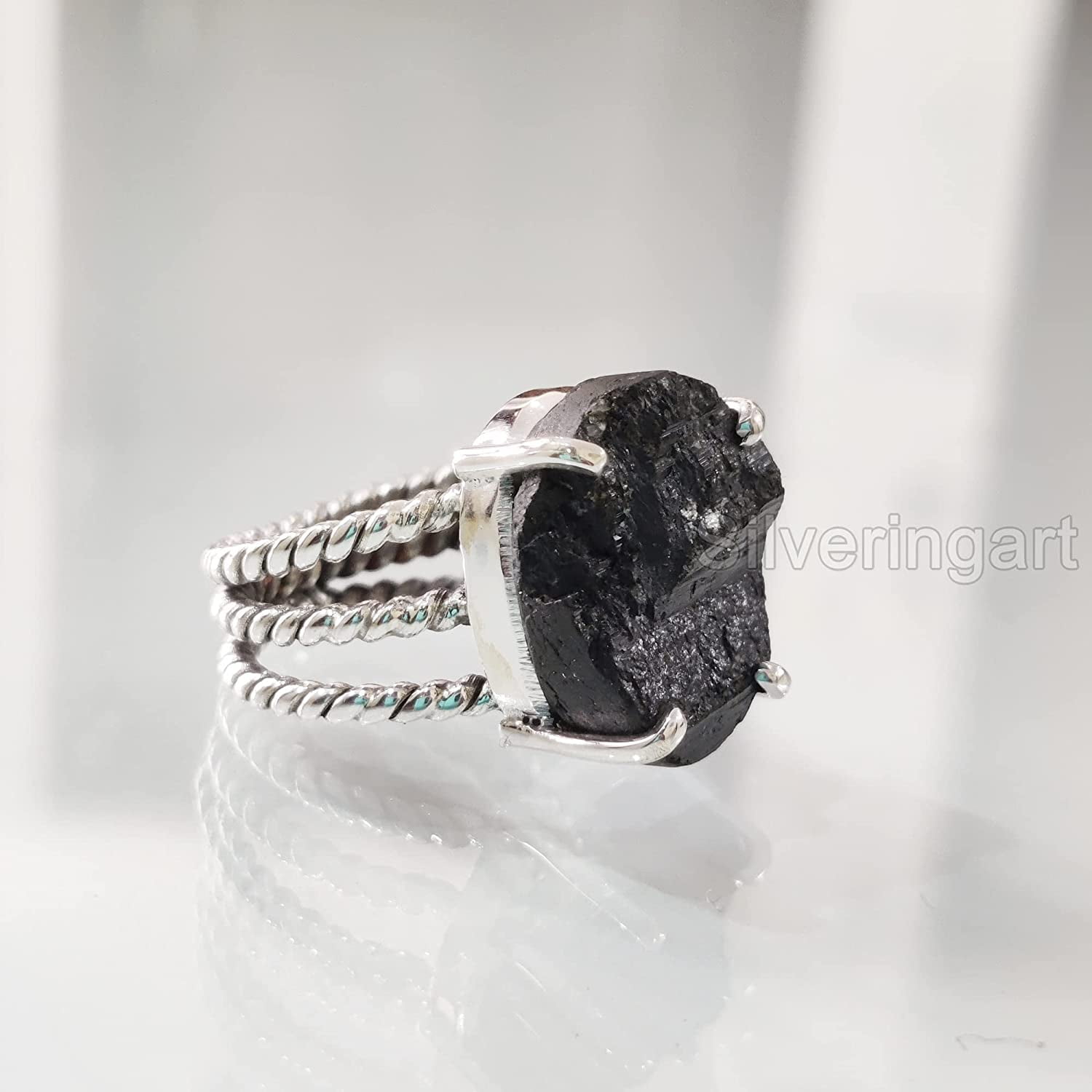 Blue Black Tourmaline Ring - Marren Jewelry