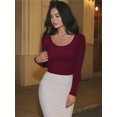 thumbnail image 3 of MOYIKO Scoop Neck Thermal Long Sleeve Shirts for Women Undershirts Basic Fitted Tees, 3 of 6