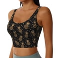 thumbnail image 2 of Balery Gold Glitter Pineapples Sujetadores deportivos con espalda cruzada para mujer, acolchados, sin costuras, de alto impacto, ideales para yoga, gimnasio, entrenamiento y fitness.-X-Large, 2 of 8