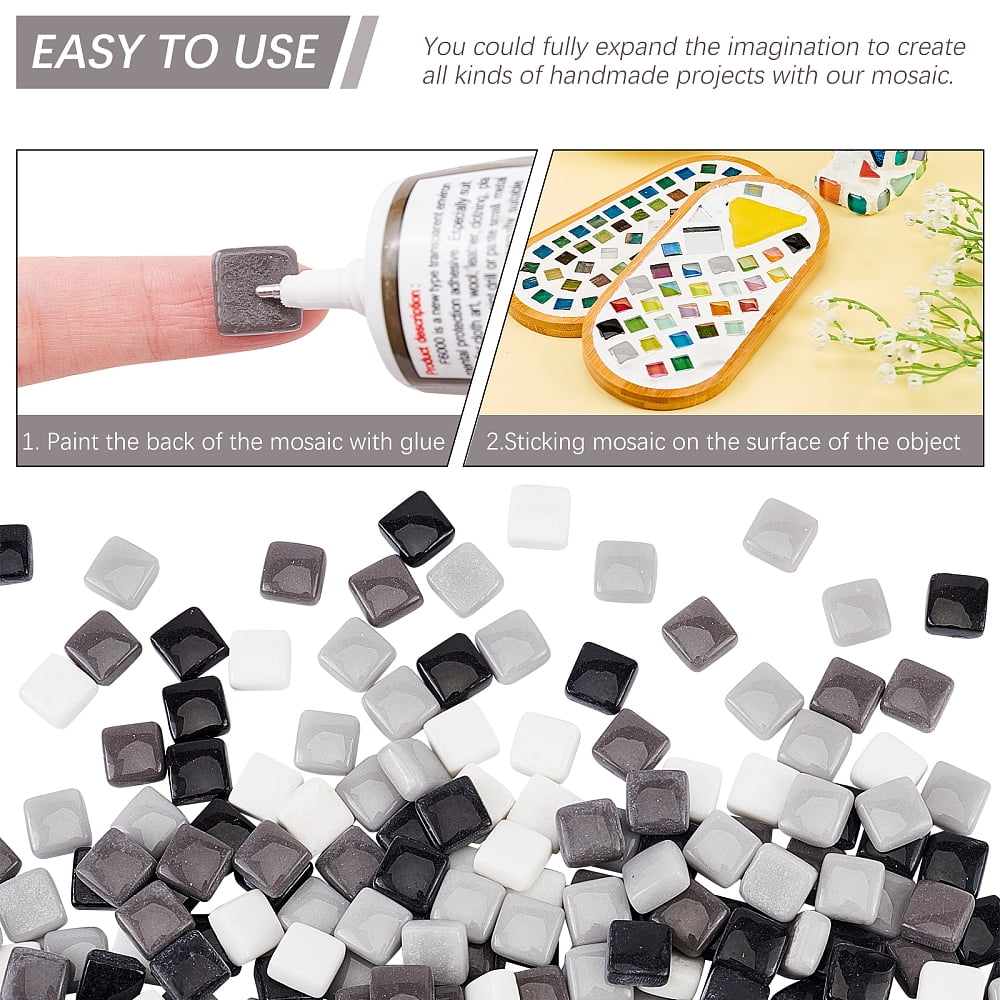 Glass Cabochons Mosaic Tiles for Home Decoration or DIY Crafts Square Mixed Color 12x12x6mm 190~224pcs/box for DIY