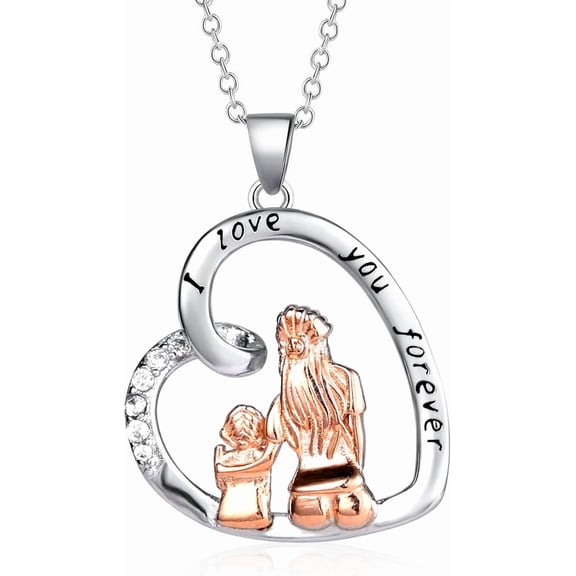 S925 Sterling Silver Infinity Love Heart Necklaces for Women Grandma Granddaughter Cute I Love You Forever CZ Chain Pendant Necklace Christmas Birthday Jewelry Gifts for Mom Dad Daughter