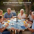 thumbnail image 3 of Round Outdoor Tablecloth with Umbrella Hole and Zipper, Teal Blue Coastal Tablecloth with Elastic Waterproof, Starfish Coral Shell Wooden Summer Ocean Patio Table Covers for 55" - 60" Pool Tables, 3 of 9