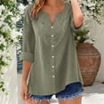 thumbnail image 2 of Ruimatai Women's Casual Lace Embroidered Blouses 3/4 Sleeve V Neck Button Down Linen Tops for Summer Daily Wear, 2 of 7