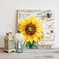 thumbnail image 4 of Retro Sunflowers Framed Canvas Wall Art, Yellow Floeal YOU ARE MY SUNSHINE Wood Grain Wall Art Painting for Living Room Bedroom Home Decor, 24”x24”, Office Artwork Print, 4 of 9