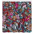 thumbnail image 3 of Urban Graffiti Shower Curtain, Abstract Graffiti of Shaded Floral Design Artistic Style Overlapping Flowers, Fabric Bathroom Set with Hooks, 69W X 84L Inches Extra Long, Multicolor, by Ambesonne, 3 of 3