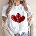 thumbnail image 2 of WREESH Womens Graphic Tshirt Valentine's Day Heart Printed Short Sleeve Tees Tops for 2025 Fashion T-Shirts White, 2 of 5