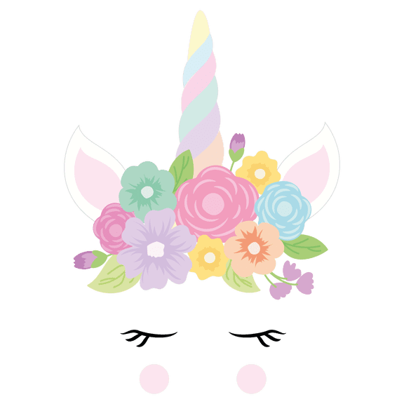 Removable Sleeping Unicorn Horse Decor Design Vinyl Home Wall Art Decal - 20" x 22" Kids Bedroom Living Room Multi-color Flowers Pony Head Spiraling Horn Legendary Creature Decoration Sticker