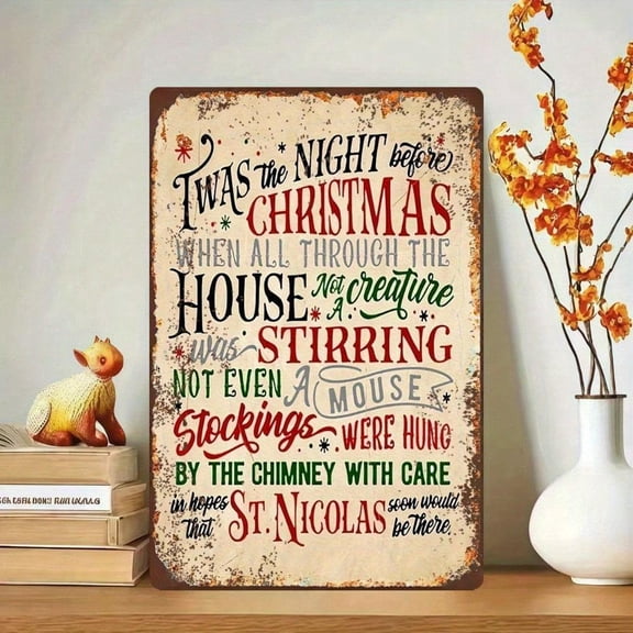 HELLOYOUNG Vintage Metal Wall Decor Rustic Christmas Santa Claus Tin Sign 8x12 Inches For Home Bar Doorway Bedroom Accent Unique Gift Plaques & Signs