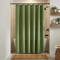 thumbnail image 5 of Unique Bargains Solid Color Linen-Like Shower Curtain with Hooks Green 71"W x 71"L, 5 of 5