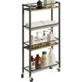 thumbnail image 4 of Carrito de cocina con ruedas, carrito de almacenamiento de 4 niveles con ruedas, para espacios estrechos, lavadero, comedor, baño, estantería de 32,7" de alto con cestas de malla, marrón rústico, 4 of 8