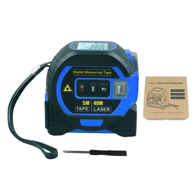 Cinta métrica digital 3 en 1 azul de alta elasticidad, precisa, con bloqueo automático, para pruebas de rodamientos, 40 m/131,2 pies