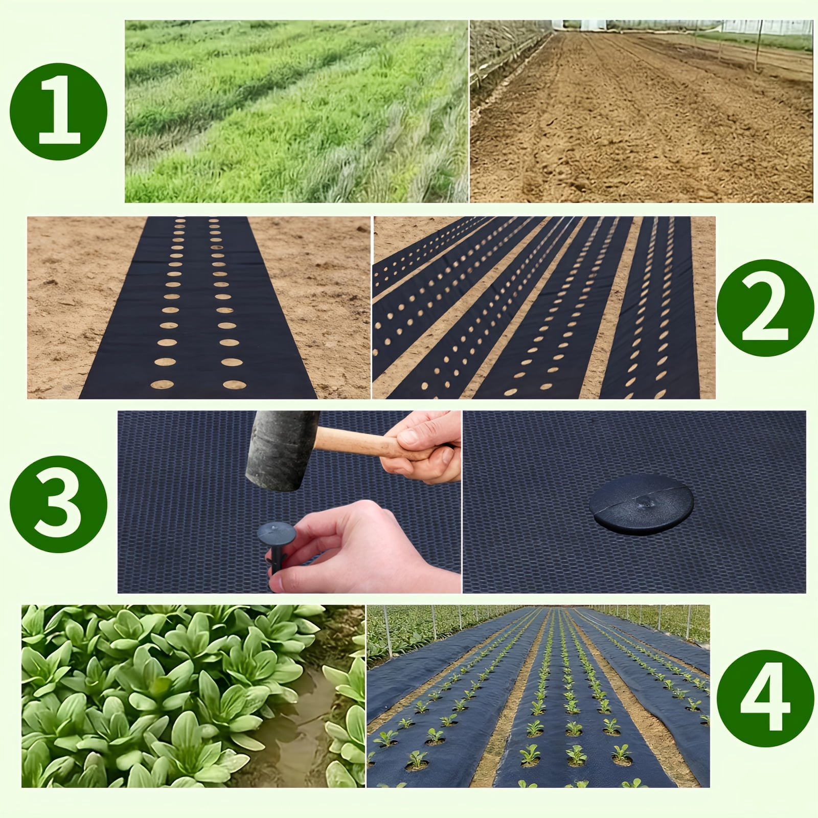 Landscape Fabric, Black Double-Layer Weed Barrier Fabric, Pre-Perforated Design, Multiple Sizes Available, Breathable & Anti-Waterlogging, Weed Control And Moisture Retention