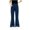 Navy, variant on Fancifize Girls Flare Leg Cargo Pants, School Uniform Flat Button Pants for Teens, Cozy Bell Bottom Trouser with Pockets 5-15 Years