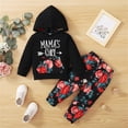 thumbnail image 3 of 2pcs Cute Newborn Baby Girls Floral Hoodie Sweatshirt Top + Pants Outfits Set 1-4 Year Old Girl Clothes,Black,18-24 Months, 3 of 7