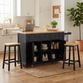 thumbnail image 1 of Homy Casa 48" Kitchen Island with 2 Bar Stools, Power Outlets, Storage, Black, 1 of 6
