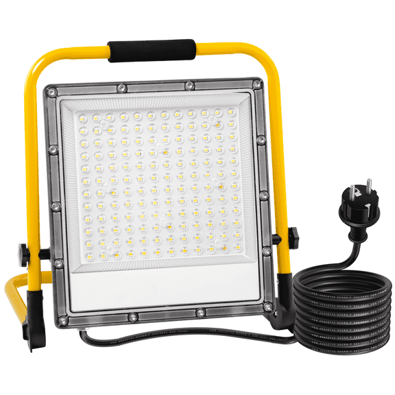 Indmird 150W Work Lights with 4 Meter Rubber Tube,6500K IP66 Waterproof Flood lights Outdoor, Suitable for Construction Sites.