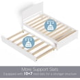 thumbnail image 4 of Xilingol Trundle Bed Twin, Solid Wood Bed Frames with Headboard and Wooden Slats Support, Twin Trundle Bed Frame Roll Out, Single Box (No Box Spring Needed), White, 4 of 7