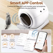 Self Cleaning Cat Litter Box, 115L Automatic Litter Box w/ Liner, 10 Sensor Protection for Multi Cat, Dual APP+ Panel Control,Odor Removal,Litter Box