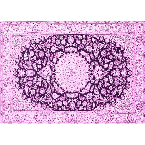 Ahgly Company Indoor Rectangle Medallion Pink Traditional Area Rugs, 7' x 9'
