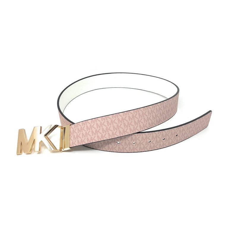 Michael Kors 38mm Leather Reversible MK Logo Plaque Buckle Belt