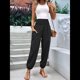 thumbnail image 4 of Pantalones de Trabajo Bohemios de Verano para Mujer, Informales, Plisados, Elásticos, de Cintura Alta, Anchos y con Bolsillos. Negro M, 4 of 9
