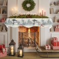 thumbnail image 6 of Christmas Snowman Fireplace Mantle Scarf, Retro Xmas Forest Trees Golden Snowflakes Mantel Cover Table Runner for Home Living Room Door Window, Indoor Outdoor Holiday Party Decor 17" x 60", 6 of 8