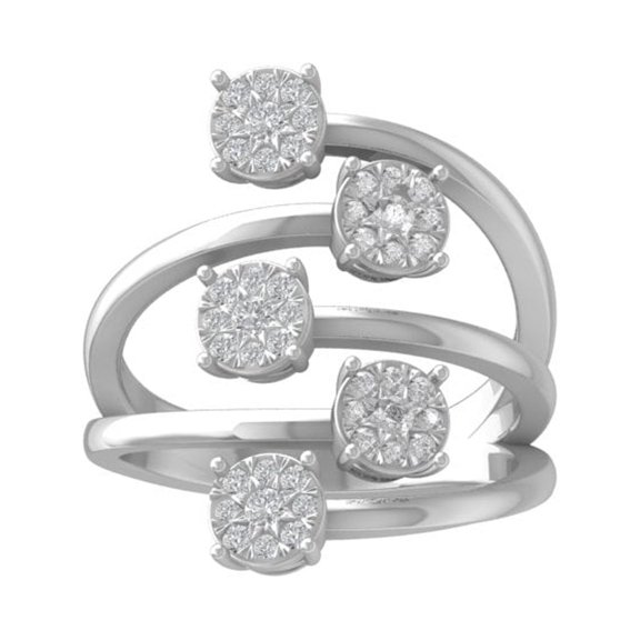 ARAIYA FINE JEWELRY 10K White Gold Diamond Wedding Band Ring (1/2 cttw, I-J Color, I2-I3 Clarity) Size 5