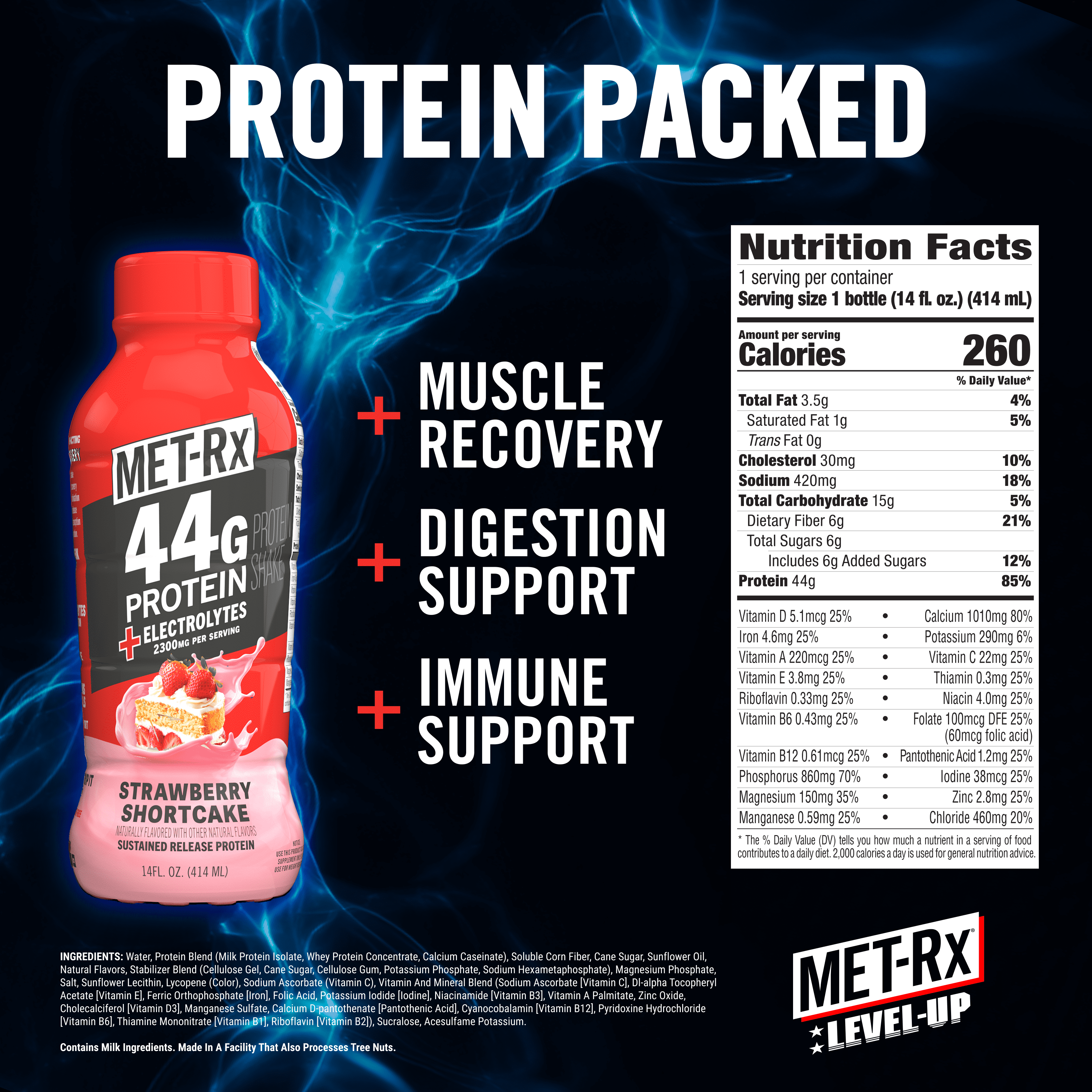 MET-Rx Strawberry RTD 44g High Protein Shake 1ct