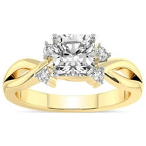 IGI Certified 4 Carat Cushion Shape Lab Grown Diamond Engagement Ring | 14K Yellow Gold |Twisted Blossom Diamond Ring | FG-VS1-VS2 Quality Friendly Diamonds
