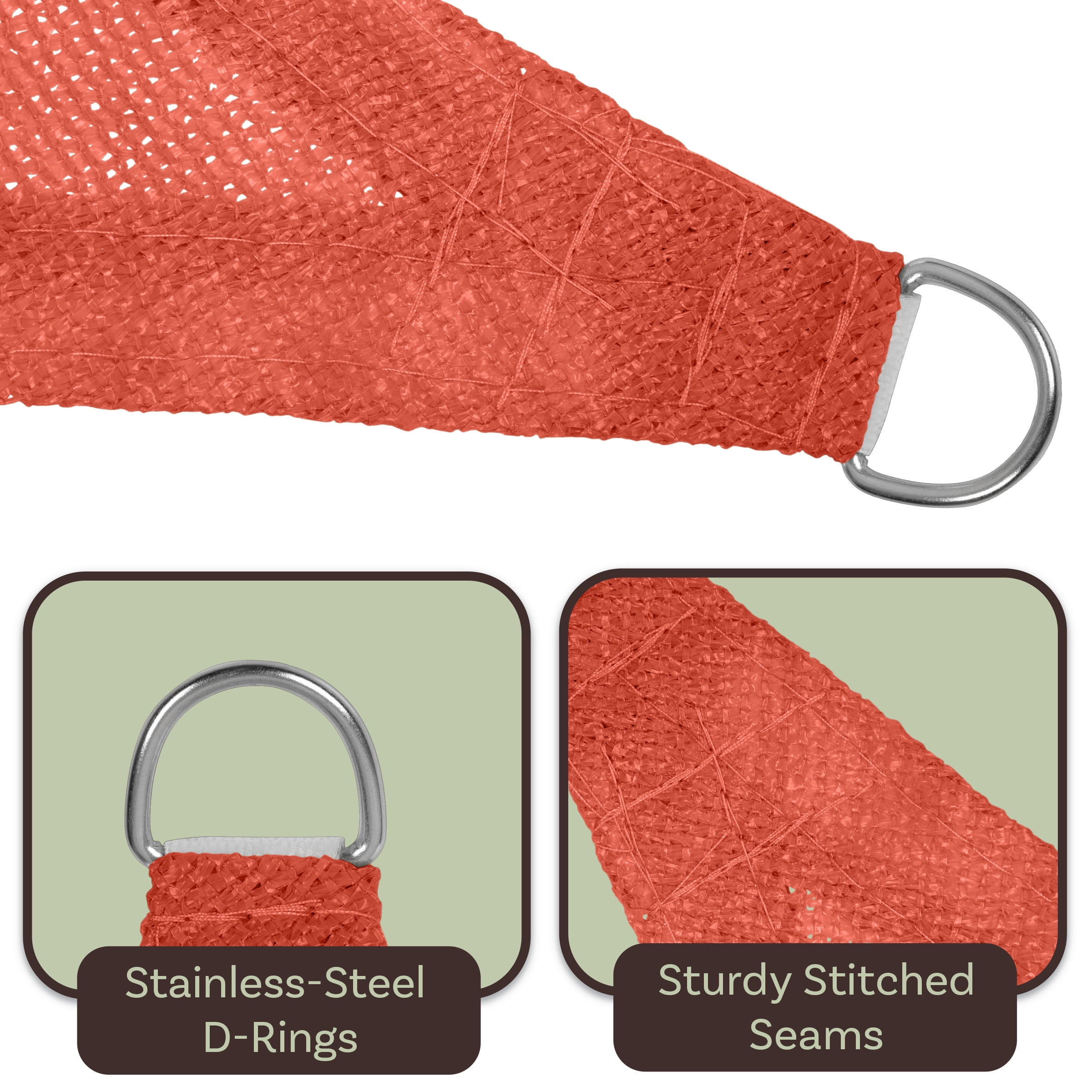 Pure Garden 10x13ft Sun Shade Sail – UV-Blocking Outdoor Canopy with D-Rings & Ropes, Terracotta