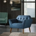 thumbnail image 2 of Maklaine 31.5" Mid-Century Fabric and Solid Wood Lounge Chair in Blue, 2 of 7