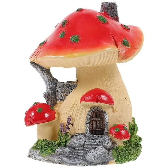 Cabilock Resin Mushroom Garden Statue - Mushroom House Sculpture, Micro Bonsai Lawn Spring Decor Landscaping