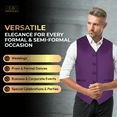 thumbnail image 4 of Oliver George 2pc Men's Solid Formal Suit Vest Waistcoat Tuxedo Dress Vest and Bowtie Set for Suit or Tuxedo Dark Purple X-Large, 4 of 5