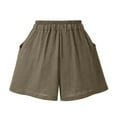 thumbnail image 4 of Spring Saving GaThRRgYP Womens Shorts Clearance,Women's Summer Elastic Waist Double Pockets Casual Wide Leg Thin Imitation Cotton Linen Shorts, 4 of 4
