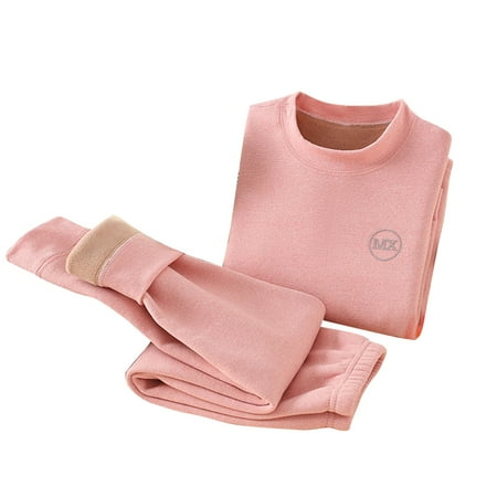 

LNWUY Girls Thermal Underwear Set Kids Thermal Set Fleece Lined Kids Base Layer Long Johns for Kids Top and Bottom for Winter Pink 8 Years